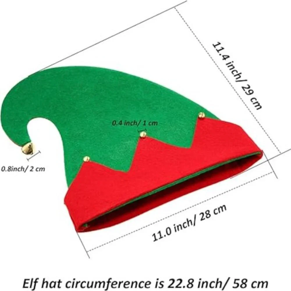 6 Packs Christmas Elf Felt Hat Santa‎ Elf Hats for Kids Adults Jingle Bells Xmas